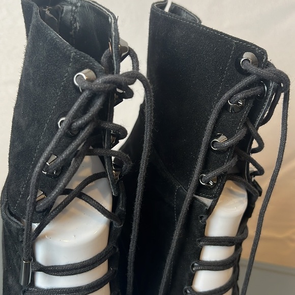 Kendall + Kylie Women's Ella Suede Lace Strappy Front Heeled Sandals Black 7.5 - Picture 6 of 15